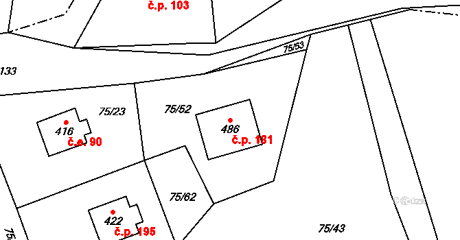 Špičák 181, Železná Ruda na parcele st. 486 v KÚ Špičák, Katastrální mapa