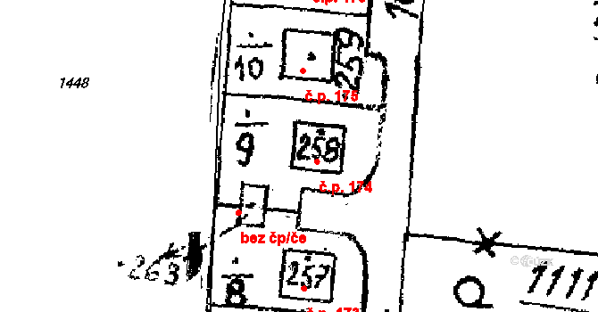 Horní Lukavice 174 na parcele st. 258 v KÚ Horní Lukavice, Katastrální mapa