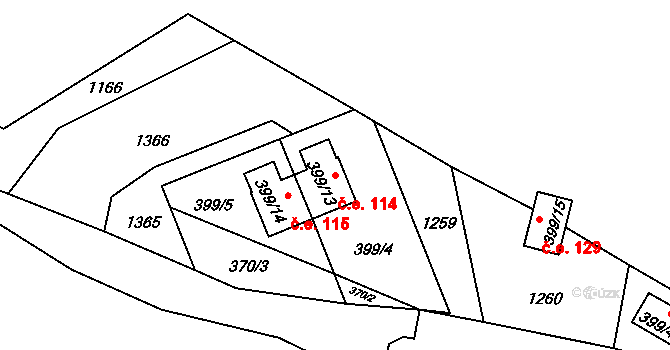 Holany 114 na parcele st. 399/13 v KÚ Holany, Katastrální mapa