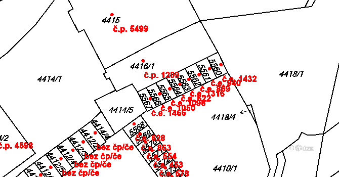Chomutov 1098 na parcele st. 5565 v KÚ Chomutov I, Katastrální mapa