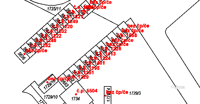 Chomutov 1226 na parcele st. 5647 v KÚ Chomutov I, Katastrální mapa