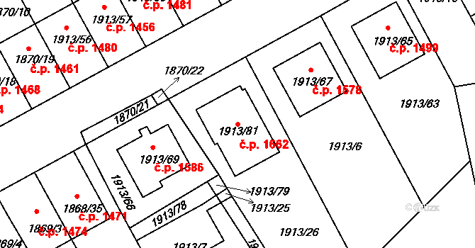 Holešov 1662 na parcele st. 1913/81 v KÚ Holešov, Katastrální mapa