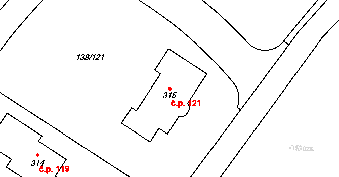 Trnová 121 na parcele st. 315 v KÚ Trnová u Jíloviště, Katastrální mapa