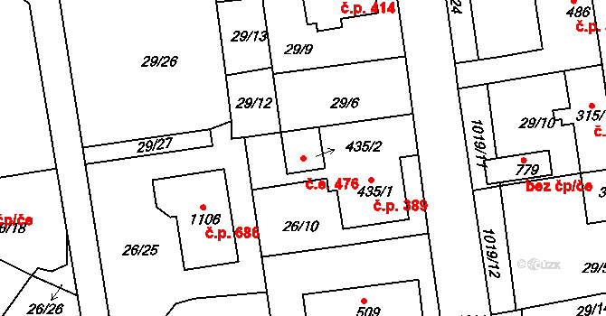 Bohosudov 476, Krupka na parcele st. 435/2 v KÚ Bohosudov, Katastrální mapa
