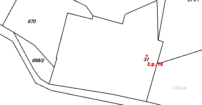 Křenovice 18, Vojkov na parcele st. 31 v KÚ Bezmíř, Katastrální mapa