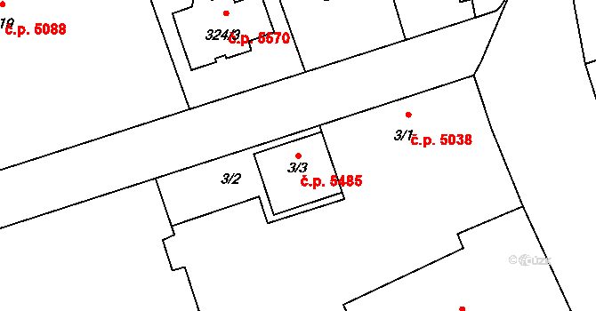 Třebovice 5485, Ostrava na parcele st. 3/3 v KÚ Třebovice ve Slezsku, Katastrální mapa