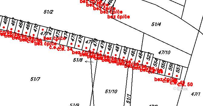Dobroměřice 40012956 na parcele st. 479 v KÚ Dobroměřice, Katastrální mapa