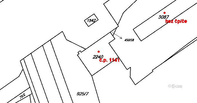 Přívoz 1141, Ostrava na parcele st. 2240 v KÚ Přívoz, Katastrální mapa