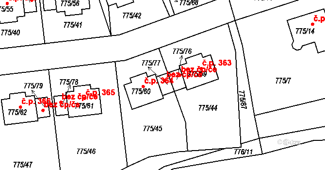 Dýšina 42755956 na parcele st. 775/77 v KÚ Dýšina, Katastrální mapa