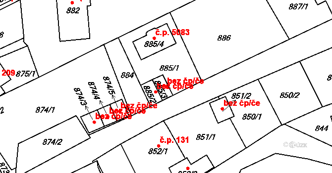 Jablonec nad Nisou 44207956 na parcele st. 885/3 v KÚ Mšeno nad Nisou, Katastrální mapa
