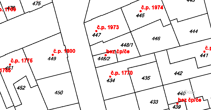 Kladno 44375956 na parcele st. 448/2 v KÚ Kladno, Katastrální mapa