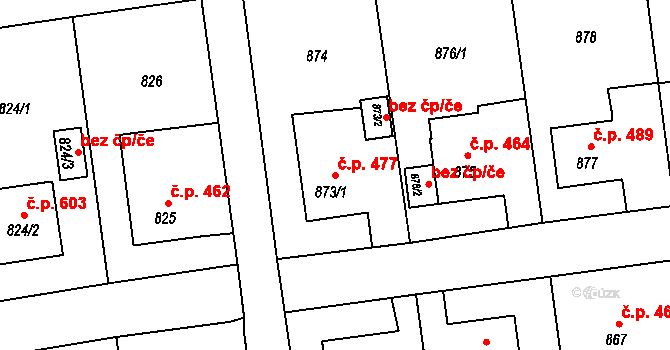 Bolatice 477 na parcele st. 873/1 v KÚ Bolatice, Katastrální mapa