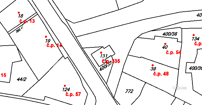 Malá Skalice 335, Česká Skalice na parcele st. 131 v KÚ Malá Skalice, Katastrální mapa