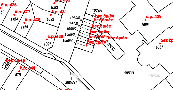 České Budějovice 46875956 na parcele st. 1089/4 v KÚ České Budějovice 5, Katastrální mapa