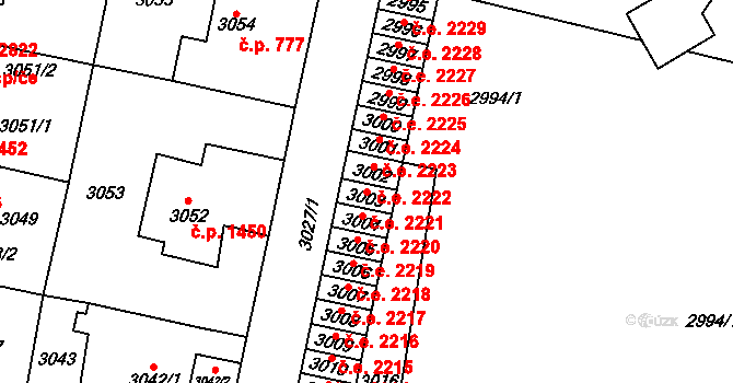 Most 2221 na parcele st. 3003 v KÚ Most II, Katastrální mapa