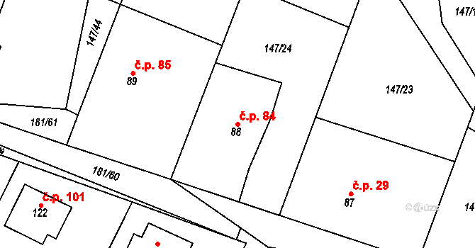 Kraskov 84, Seč na parcele st. 88 v KÚ Kraskov, Katastrální mapa