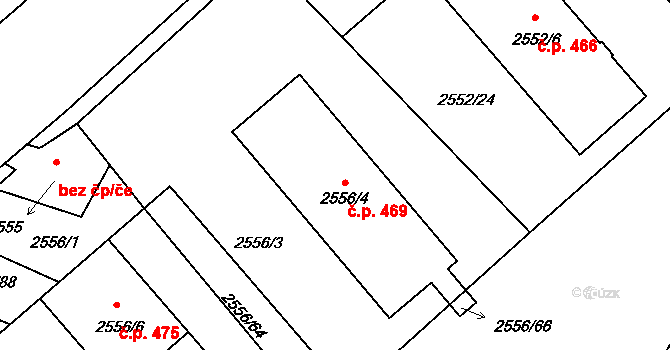 Veselí nad Lužnicí I 469, Veselí nad Lužnicí na parcele st. 2556/4 v KÚ Veselí nad Lužnicí, Katastrální mapa