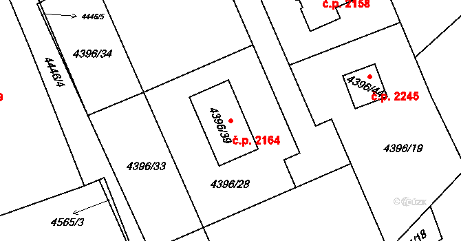 Petřvald 2164 na parcele st. 4396/39 v KÚ Petřvald u Karviné, Katastrální mapa