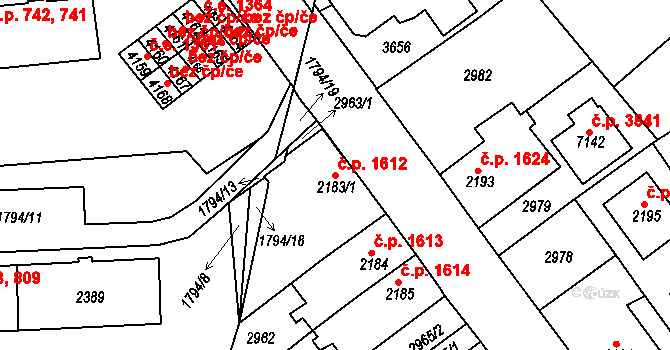 Havlíčkův Brod 1612 na parcele st. 2183/1 v KÚ Havlíčkův Brod, Katastrální mapa