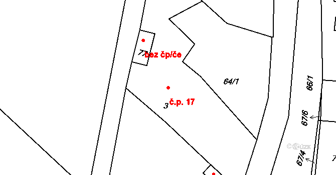 Kucíny 17, Příchovice na parcele st. 3 v KÚ Kucíny, Katastrální mapa