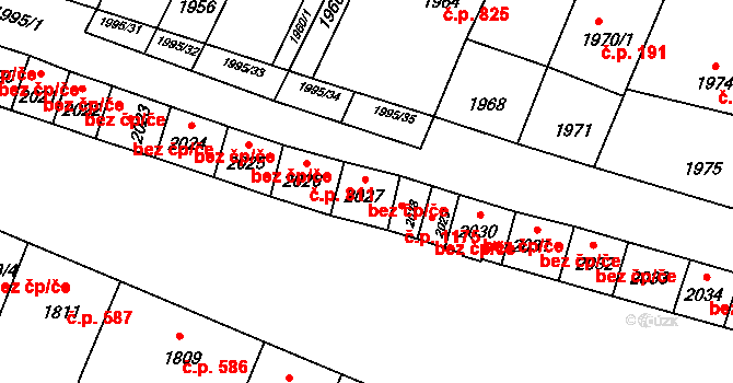 Velké Pavlovice 69 na parcele st. 2027 v KÚ Velké Pavlovice, Katastrální mapa