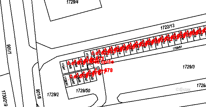 Miřetice u Klášterce nad Ohří 624, Klášterec nad Ohří na parcele st. 1729/13 v KÚ Miřetice u Klášterce nad Ohří, Katastrální mapa