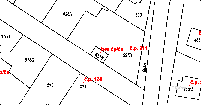 Milovice 107216957 na parcele st. 527/2 v KÚ Milovice nad Labem, Katastrální mapa