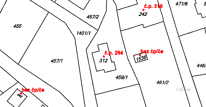 Vranov nad Dyjí 294 na parcele st. 312 v KÚ Vranov nad Dyjí, Katastrální mapa