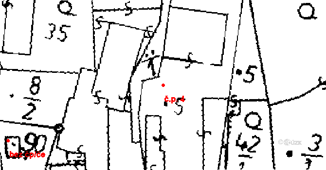 Osek 4, Kněžice na parcele st. 5 v KÚ Osek, Katastrální mapa