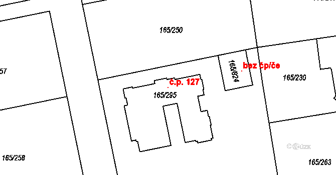 Pod Rohem 127, Jenišov na parcele st. 165/295 v KÚ Jenišov, Katastrální mapa