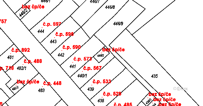Sokolov 120170957 na parcele st. 440/2 v KÚ Sokolov, Katastrální mapa