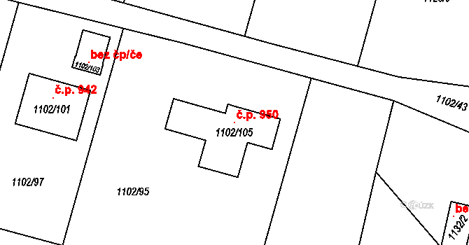 Albrechtice 950 na parcele st. 1102/105 v KÚ Albrechtice u Českého Těšína, Katastrální mapa