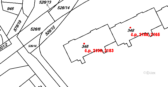 Šumperk 2183,2199 na parcele st. 346 v KÚ Dolní Temenice, Katastrální mapa