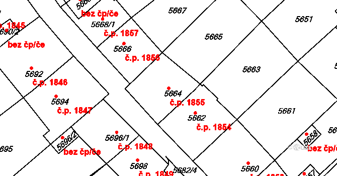 Kročehlavy 1855, Kladno na parcele st. 5664 v KÚ Kročehlavy, Katastrální mapa