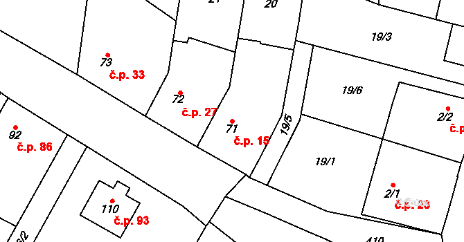 Sobáčov 15, Mladeč na parcele st. 71 v KÚ Sobáčov, Katastrální mapa
