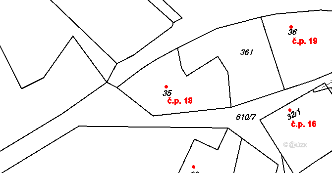 Hlásná Lhota 18, Podhradí na parcele st. 35 v KÚ Hlásná Lhota u Jičína, Katastrální mapa