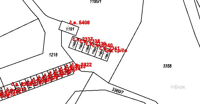 Střekov 2341, Ústí nad Labem na parcele st. 1190/6 v KÚ Střekov, Katastrální mapa