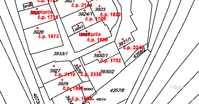 Královo Pole 1702, Brno na parcele st. 3930/1 v KÚ Královo Pole, Katastrální mapa