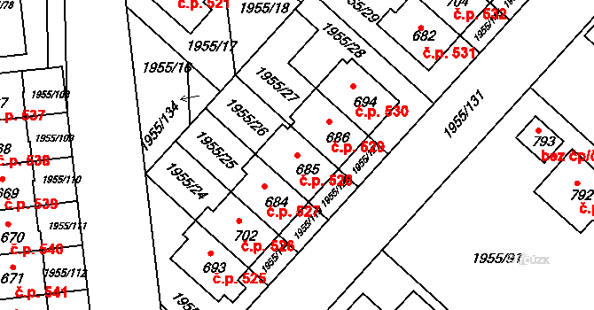 Černilov 528 na parcele st. 685 v KÚ Černilov, Katastrální mapa