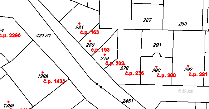 Vršovice 202, Praha na parcele st. 279 v KÚ Vršovice, Katastrální mapa