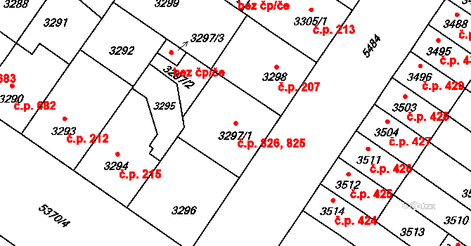 Lobzy 825,826, Plzeň na parcele st. 3296 v KÚ Plzeň, Katastrální mapa