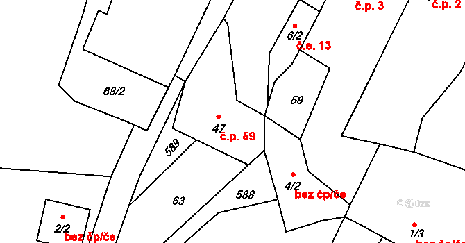 Oparno 59, Velemín na parcele st. 47 v KÚ Oparno, Katastrální mapa