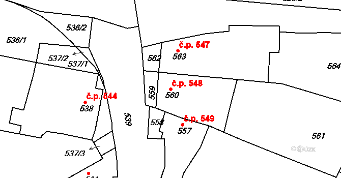 Jemnice 548 na parcele st. 560 v KÚ Jemnice, Katastrální mapa