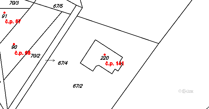 Lipnice 141, Dvůr Králové nad Labem na parcele st. 220 v KÚ Lipnice u Dvora Králové, Katastrální mapa