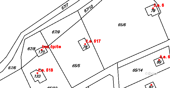 Dobkov 517, Chotěboř na parcele st. 78 v KÚ Dobkov, Katastrální mapa