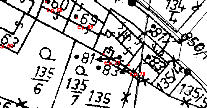 Heřmaň 76 na parcele st. 81 v KÚ Heřmaň, Katastrální mapa