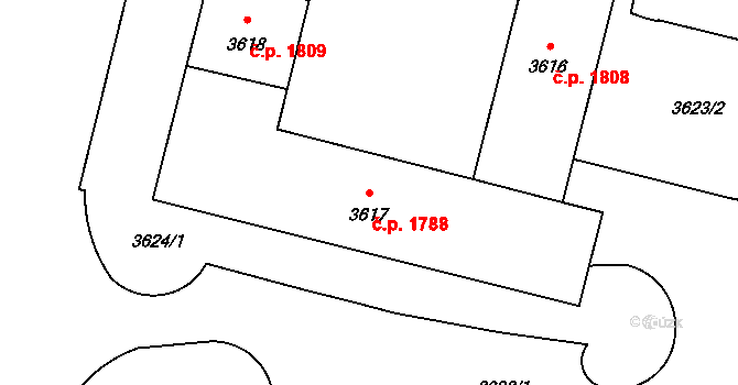 Poruba 1788, Ostrava na parcele st. 3617 v KÚ Poruba-sever, Katastrální mapa