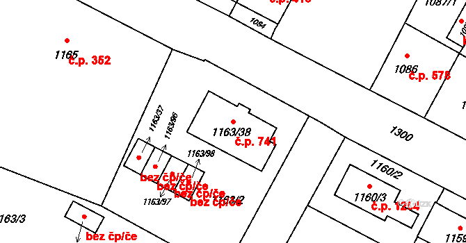 Svinov 741, Ostrava na parcele st. 1163/38 v KÚ Svinov, Katastrální mapa