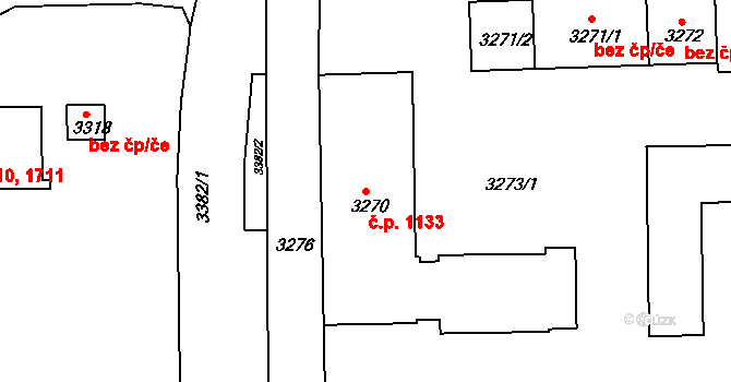 Žďár nad Sázavou 4 1133, Žďár nad Sázavou na parcele st. 3270 v KÚ Město Žďár, Katastrální mapa