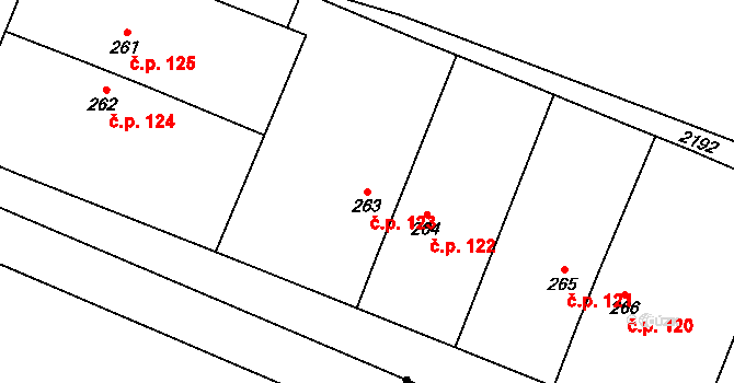 Nevězice 123 na parcele st. 263 v KÚ Nevězice, Katastrální mapa